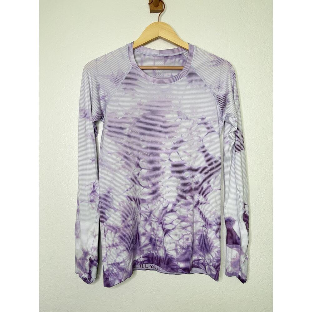 Lululemon Swiftly Tech Long Sleeve Shirt 2.0 Shibori Stripe Wisteria Purple Sz 8